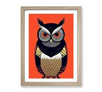 A Spirited Owl Framed Print | A4 Oak Framed Wall Art | Ready to Hang | Modern Animal Picture | Living Room Bedroom Lounge Office