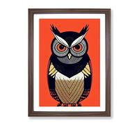 A Spirited Owl Framed Print | A4 Walnut Framed Wall Art | Ready to Hang | Modern Animal Picture | Living Room Bedroom Lounge Office