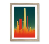 A Splendid City Skyline Framed Print | A2 Oak Framed Wall Art | Ready to Hang | Modern Cityscape Picture | Living Room Bedroom Lounge Office