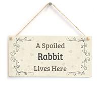 A Spoiled Rabbit Lives Here - Lovely Home Accessory Sign Cute Idea for Rabbit Owners