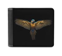 A Spreading-Winged Macaw Bi-fold Men's Wallets with 6 Card Slots Slim Travel Purse Leather Money Clip