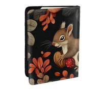 A Squirrel Holding A Pinecone Printed Passport Holder,Travel Pu Leather Passport Cover Case Organiser for Men Women,6.5 Inch
