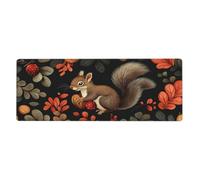 A Squirrel Holding A Pineconefloral Print Mousepad Laptop Keyboard Mat Large Mouse Pad With Stitched Edges Long Non-Slip Rubber Base Spring Desk Pad For Office Home Desk Decor, 31.5" X 11.8"