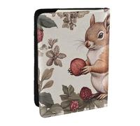 A Squirrel Holding Nuts Printed Passport Holder,Travel Pu Leather Passport Cover Case Organiser for Men Women,6.5 Inch