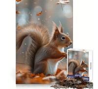 A Squirrel on Leaf Forest 1000 Piece Jigsaw Puzzle for Adults Logic Play Smooth Thick Family Enjoyable Home Art (50x75cm)