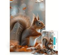 A Squirrel on Leaf Forest Teenagers 1000 Piece Jigsaw Puzzle Serene Game Tight Connection Pattern Build Birthday Art Gift (38x52cm)