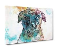 A Staffordshire Bull Terrier Dog Canvas Print | Gallery Wrapped 30mm Frame Wall Art | 30x20 inches | Ready to Hang | Abstract Animals Picture | Living Room Bedroom Lounge Office