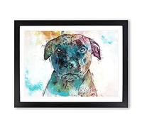 A Staffordshire Bull Terrier Dog In Abstract Modern Art Framed Print | A2 Black Framed Wall Art | Ready to Hang | Abstract Animal Picture | Living Room Bedroom Lounge Office