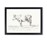 A Standing Cow by Jean Bernard Framed Print | A2 Black Framed Wall Art | Ready to Hang | Modern Animal Picture | Living Room Bedroom Lounge Office