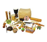 A-Star 30 Piece Multicultural Percussion Set in Basket, Hand Crafted Educational Musical Instruments for Children