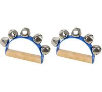 A-Star 5 Bell Jingle Shaking Sleigh Bell Handbell with Wooden Handle - Blue (Pack of 2)
