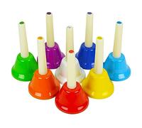 A-Star Coloured Metal Diatonic Hand Bells Set of 8 Notes, Educational Percussion Musical Instruments for Children