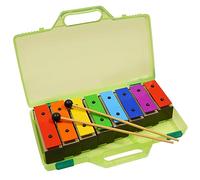 A-Star Colourful Chime Bar Set of 8 Soprano Rainbow Diatonic Glockenspiel Xylophone in Green Hard Case with Two Beaters - C6 to C7