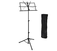 A-Star Folding Music Stand, Lightweight, Height Adjustable Metal Sheet Music Holder with Carrying Bag - Black