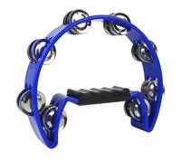 A-Star Half Moon Tambourine, Double Jingle Bell Cutaway with Ergonomic Grip Handle - Singers, Bands, Musicians, Music Classes - Blue