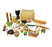 A-Star 30 Piece Multicultural Percussion Set in Basket, Hand Crafted Educational Musical Instruments for Children