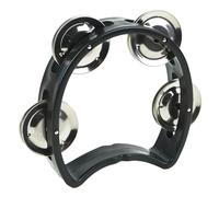 A-Star Small Half Moon Plastic Cutaway Design Tambourine, 4 Single Metal Jingle Bells - Black