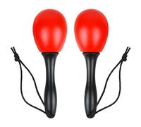 A-Star Small Plastic Egg Maracas Pair - 12cm Shaker Rattle, Percussion Rhythm Instrument - Red