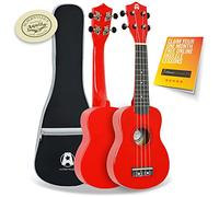 A-Star Soprano Beginner Ukulele in Red with Premium Aquila Strings, FREE Padded Bag, Instrument for Adults/Kids with FREE 1 Month Online Lessons