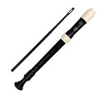 A-Star Soprano/Descant School Recorder Instrument, English/Baroque Fingering - Key of C with Learning Chart, Bag, Cleaning Rod - Brown & White