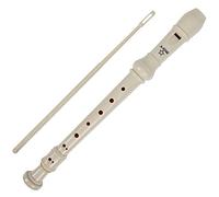 A-Star Soprano/Descant School Recorder Instrument, English/Baroque Fingering - Key of C with Learning Chart, Bag, Cleaning Rod - Beige