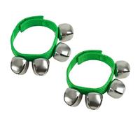 A-Star Wrist Jingle Sleigh Bells with Nylon Strap - Pair - Green