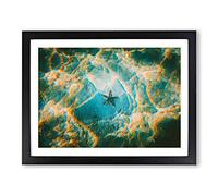A Starfish On The Ocean Floor Modern Art Framed Print | A2 Black Framed Wall Art | Ready to Hang | Modern Nautical Picture | Living Room Bedroom Lounge Office