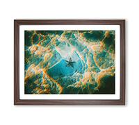 A Starfish On The Ocean Floor Modern Art Framed Print | A4 Walnut Framed Wall Art | Ready to Hang | Modern Nautical Picture | Living Room Bedroom Lounge Office