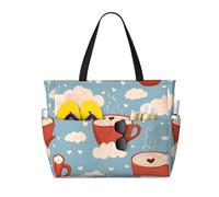 A Steaming Cup Printed High-Capacity Beach Travel Bag to Meet All Your Travel Needs