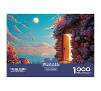 A Stone Wall with An Open Door Leading to The Sea 1000 Pieces Extra-thick Cardboard Jigsaw Puzzle Bundle Countryside Village Challenging And Educational Family Game Puzzles Gifts for Family, Friends 5