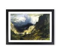 A Storm in The Rocky Mountains by Albert Bierstadt Framed Print | A2 Black Framed Wall Art | Ready to Hang | Modern Landscape Picture | Living Room Bedroom Lounge Office