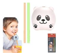 A Straw That Makes Surprising Sounds, with 9 Sound Effects,with Random Fun Sound Effects Of Cute Animal-shaped Musical Straws,Special Vocal Talking Singing Straws for Kids, Reusable Straws (panda)