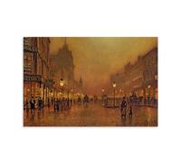A Street At Night By John Atkinson Grimshaw Painter Artwork Decorative Painting Canvas Wall Art Living Rooms Bedroom Painting 12x18inch(30x45cm)