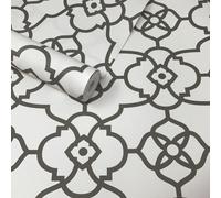 A Street Prints Mirabelle Trellis Atrium Grey Geometric Wallpaper