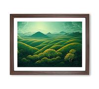 A Striking Summer Forest Framed Print | A4 Walnut Framed Wall Art | Ready to Hang | Modern Landscape Picture | Living Room Bedroom Lounge Office