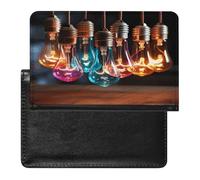 A String of Colored Light Bulbs Passport Holder with Card Slots Portable Passport Cover Compact Waterproof Passports Protector