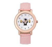 A Strong Dog is Lifting Dumbbells Wrist Watches for Women Men Quartz Stainless Steel Watch Easy to Read