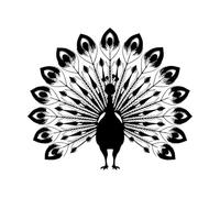 a Stunning Symmetrical Silhouette of a Peacock with It's Magnificent Tail Feathers Fully displayed Fine Carving Decals 67.2x77.9cm It Won't Fall Off Black