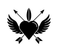 a Stylish Design of Cupid Quiver and Arrow symbolizing Love and Romance Fine Carving Decals 41x49cm Multi Color Selection Black