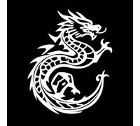 a Stylized and Dragon Emblem Curled in a Circular Pattern with Intricate Tribal Designs Fine Carving Decals 65.6x81.3cm Self Adhesive White