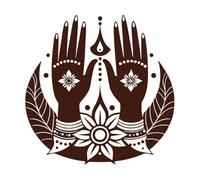 a Stylized Decorative Hand Design Likely Henna or Mehndi with Intricate Patterns and Multiple Rings Wall Decals 67.2x67.5cm Personalized Customization Coffee