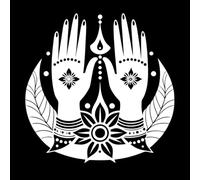 a Stylized Decorative Hand Design Likely Henna or Mehndi with Intricate Patterns and Multiple Rings Fine Carving Decals 67.2x67.5cm Store Decoration White