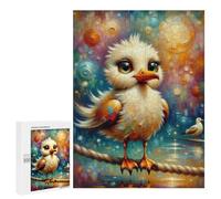 A Stylized Digital Painting of A Fluffy Seagull with Large, Expressive Eyes And An Exagger Wooden Picture Puzzle for Grown-Ups, 500 PCS - Winter Activity Gift - for Quiet Evenings And Focused Play
