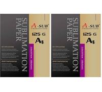 A-SUB Sublimation Paper A4, 210x297mm, 100 Sheets, 125gsm, Compatible with EPSON, SAWGRASS, RICOH, Brother Sublimation Printers (Pack of 2)