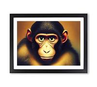 A Sublime Monkey Framed Print | A3 Black Framed Wall Art | Ready to Hang | Modern Animal Picture | Living Room Bedroom Lounge Office