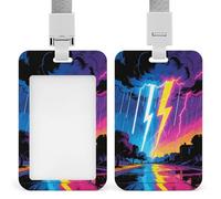 A Sudden Neon Shower ID Badge Holder Vertical Hanging ID Card Holder Clear Plastic Name Tag Holders Badge Sleeve Name Badge Holders Waterproof Name Card Holder for Nurse Officer