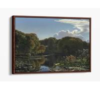 A Summer Day at a Forest Lake by Peter Christian Thamsen Skovgaard Canvas Floater Frame Print Picture Art - Walnut Frame 30 inch wide x 20 inch high
