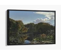 A Summer Day at a Forest Lake by Peter Christian Thamsen Skovgaard Canvas Floater Frame Print Picture Art - Black Frame 30 inch wide x 20 inch high