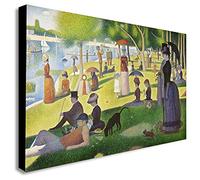 A Sunday on La Grande Jatt by Georges Seurat - Canvas Wall Art Framed Print Various Sizes (A1 32x24 inches)