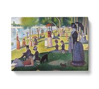 A Sunday On La Grande Jatte By Georges Seurat Classic Painting Canvas Wall Art Print Ready to Hang, Framed Picture for Living Room Bedroom Home Office Décor, 60x40 cm (24x16 Inch)